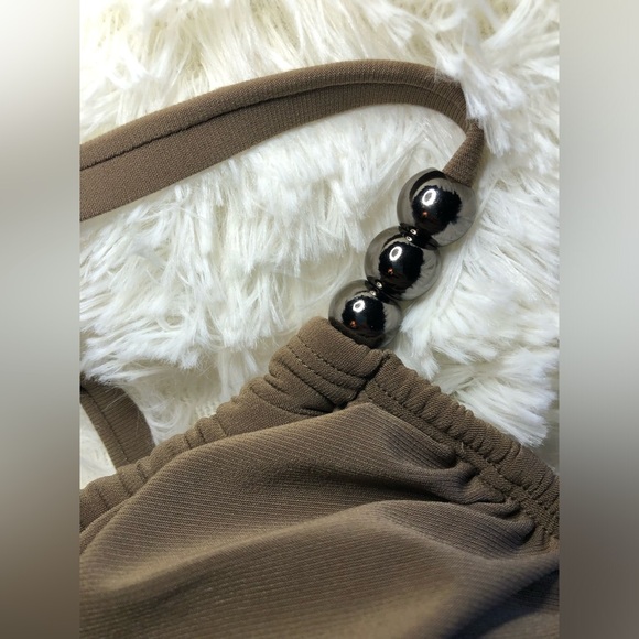 Brown and Black Swimsuit with Ruched Design - Picture 9 of 16